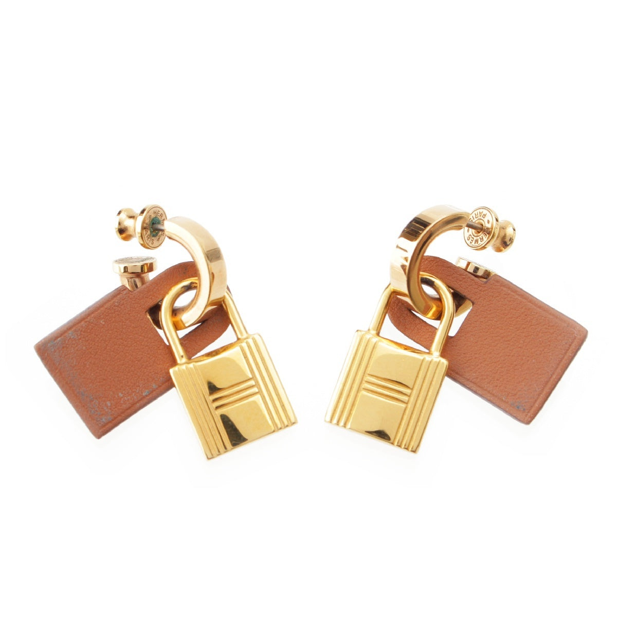 HERMES Y stamp Okeley Gold Plated Cadena Pierce Accessories gold