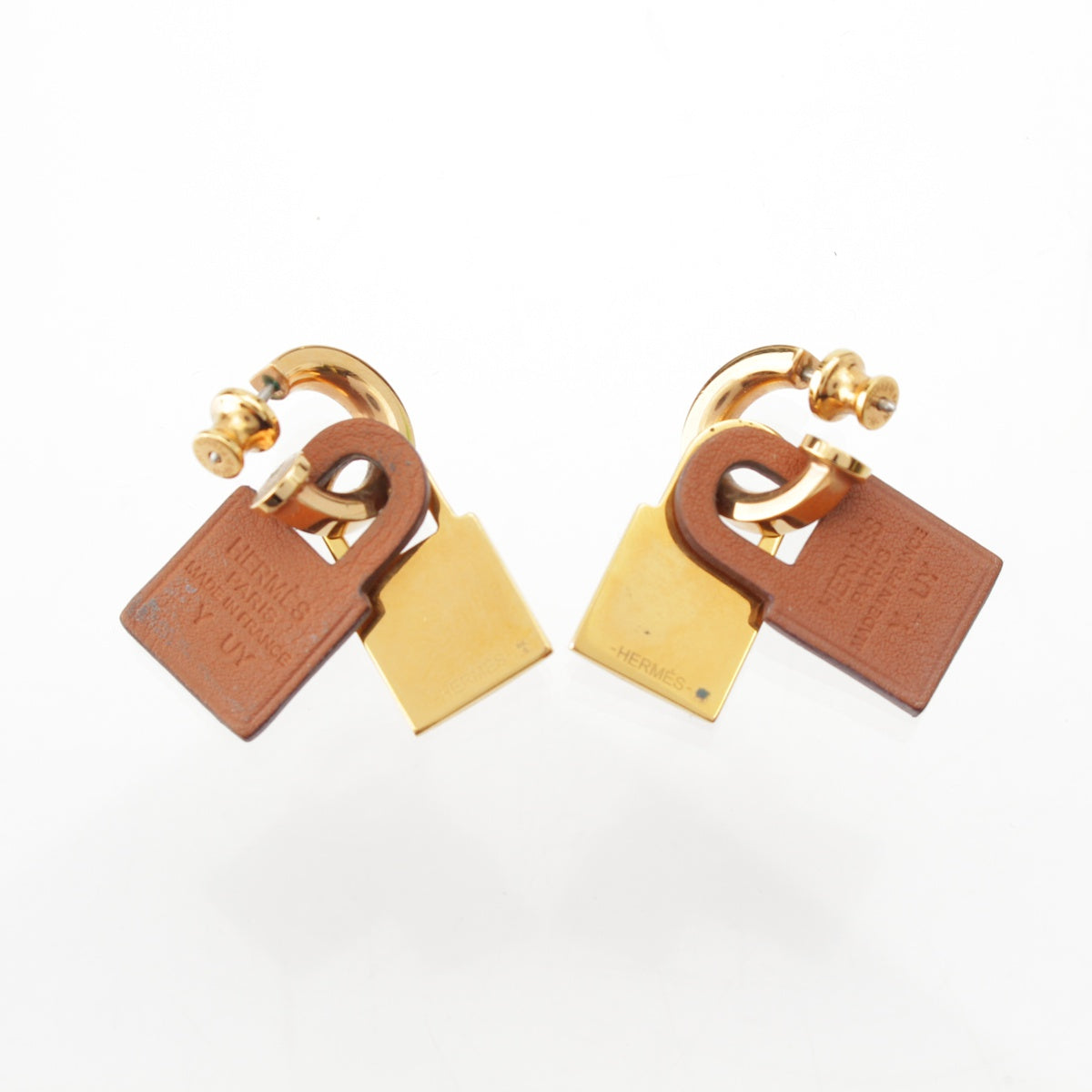 HERMES Y stamp Okeley Gold Plated Cadena Pierce Accessories gold