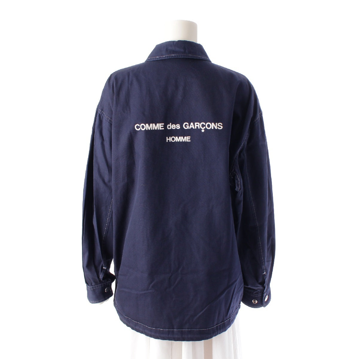 COMME des GARCONS HOMME 90s cotton Vintage Stitched Back Logo Coveralls Coach Jacket Shirt tops HJ-110880 Navy M