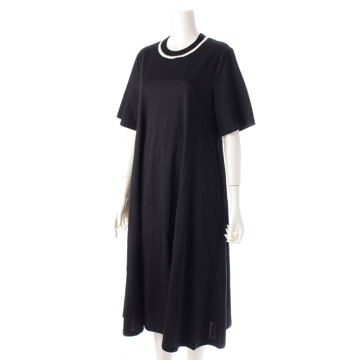 ADEAM 24 years cotton Knit collar short sleeve T-shirt one piece dress 44789 black M