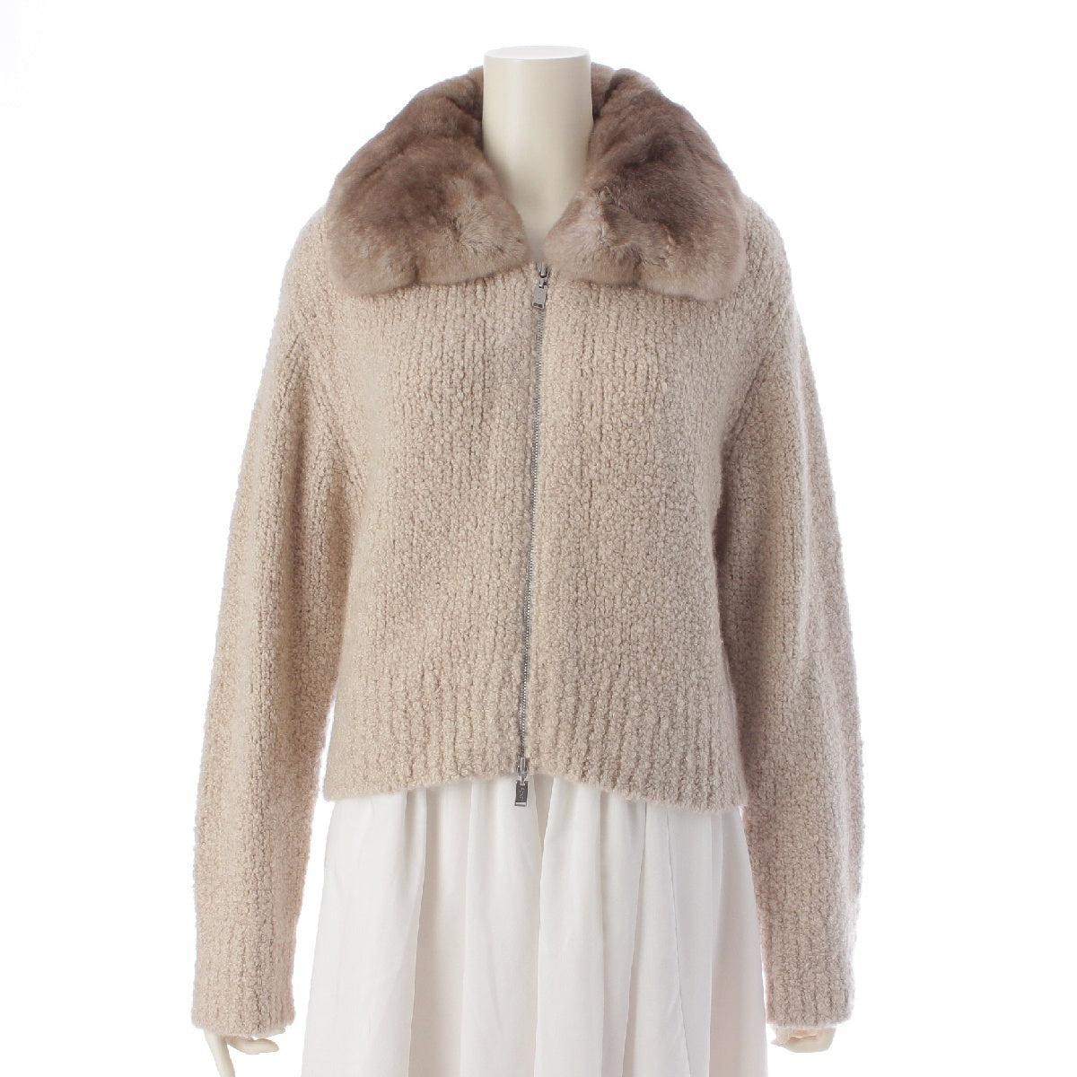 FOXEY 22 years cashmere silk Merveilleux fur knit cardigan tops 42965 beige 40