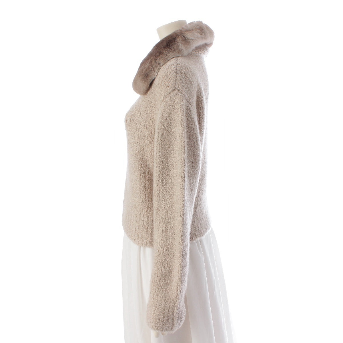 FOXEY 22 years cashmere silk Merveilleux fur knit cardigan tops 42965 beige 40