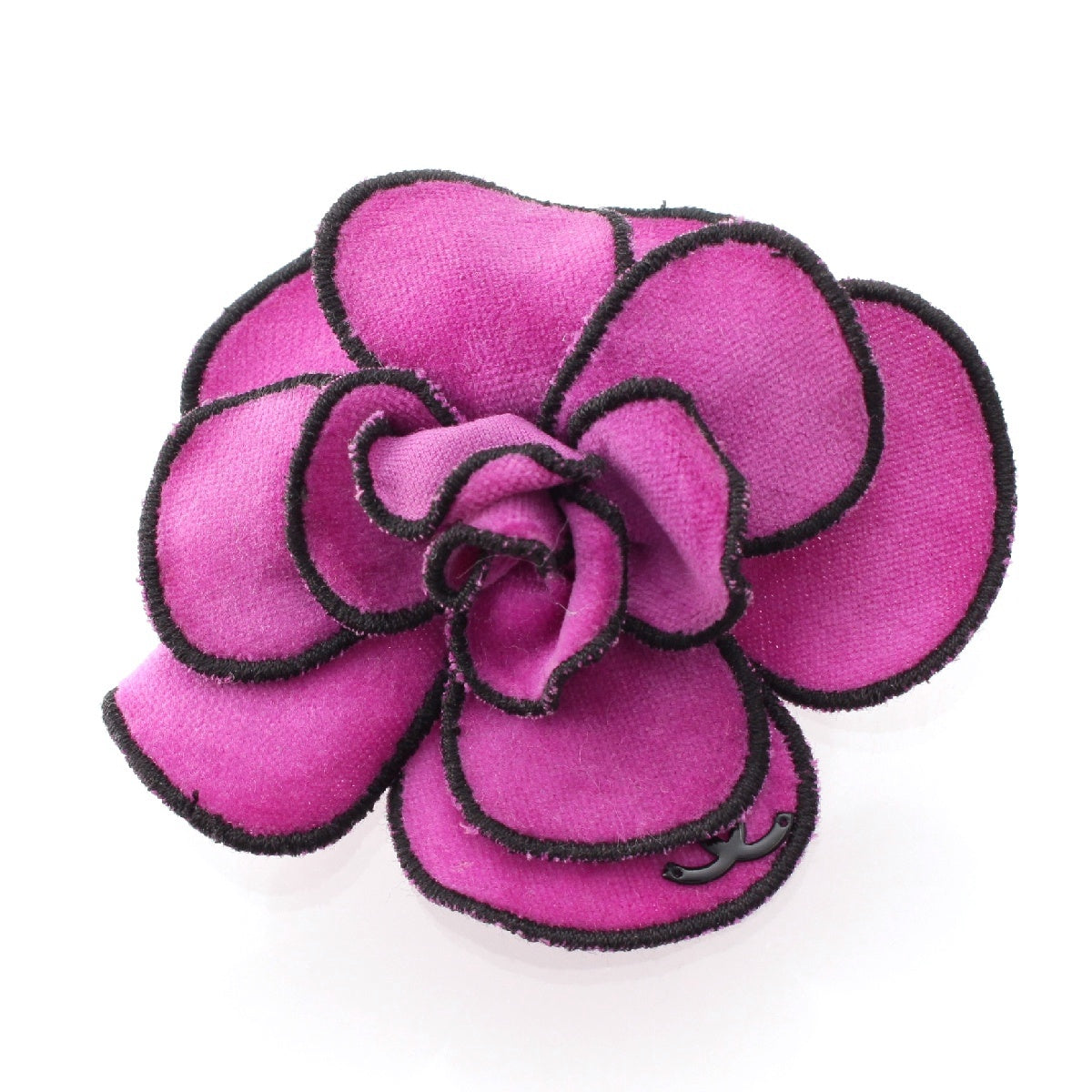 CHANEL Velor COCO Mark Camelia Brooch Corsage Accessories Rose purple