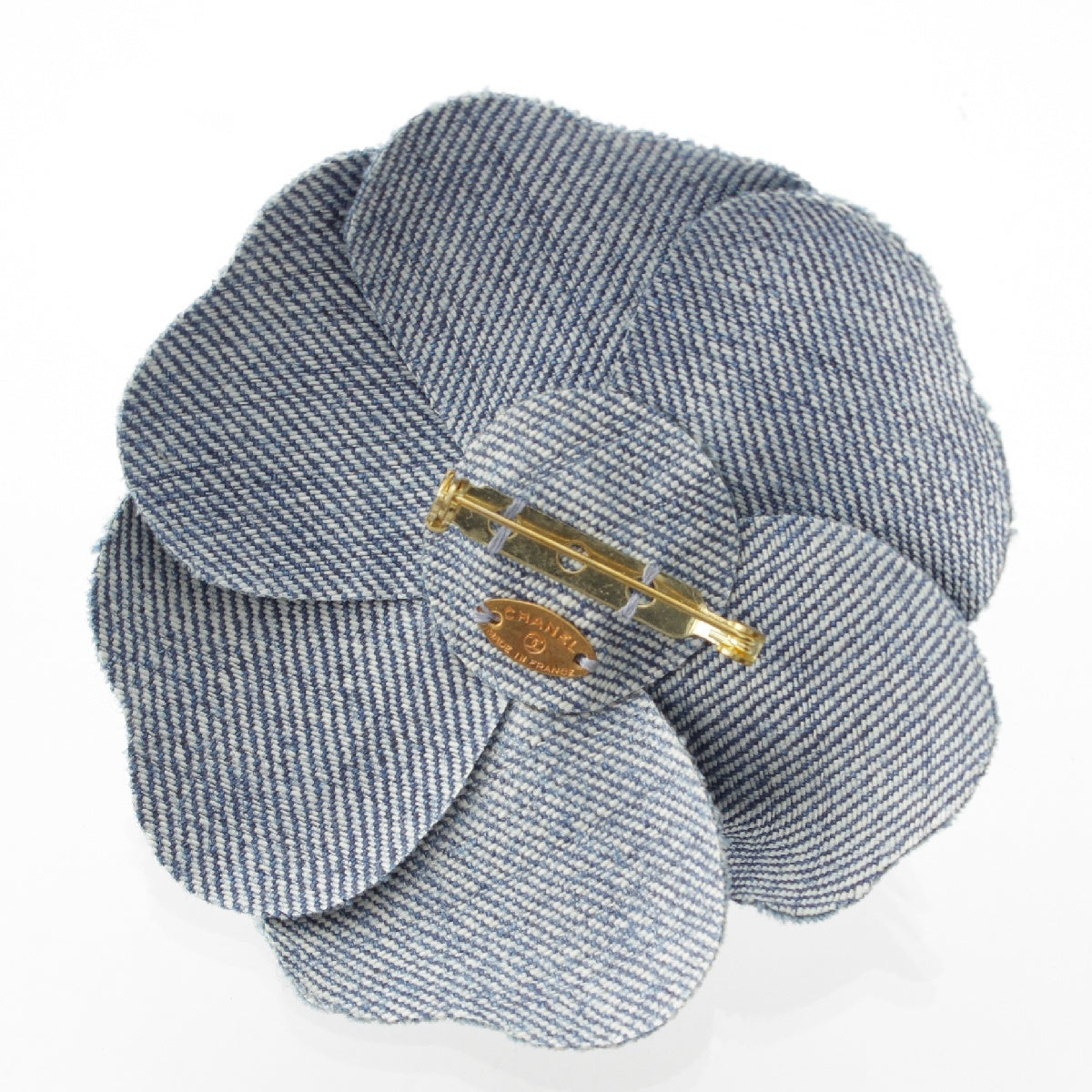 CHANEL denim Camelia Brooch Corsage Accessories blue