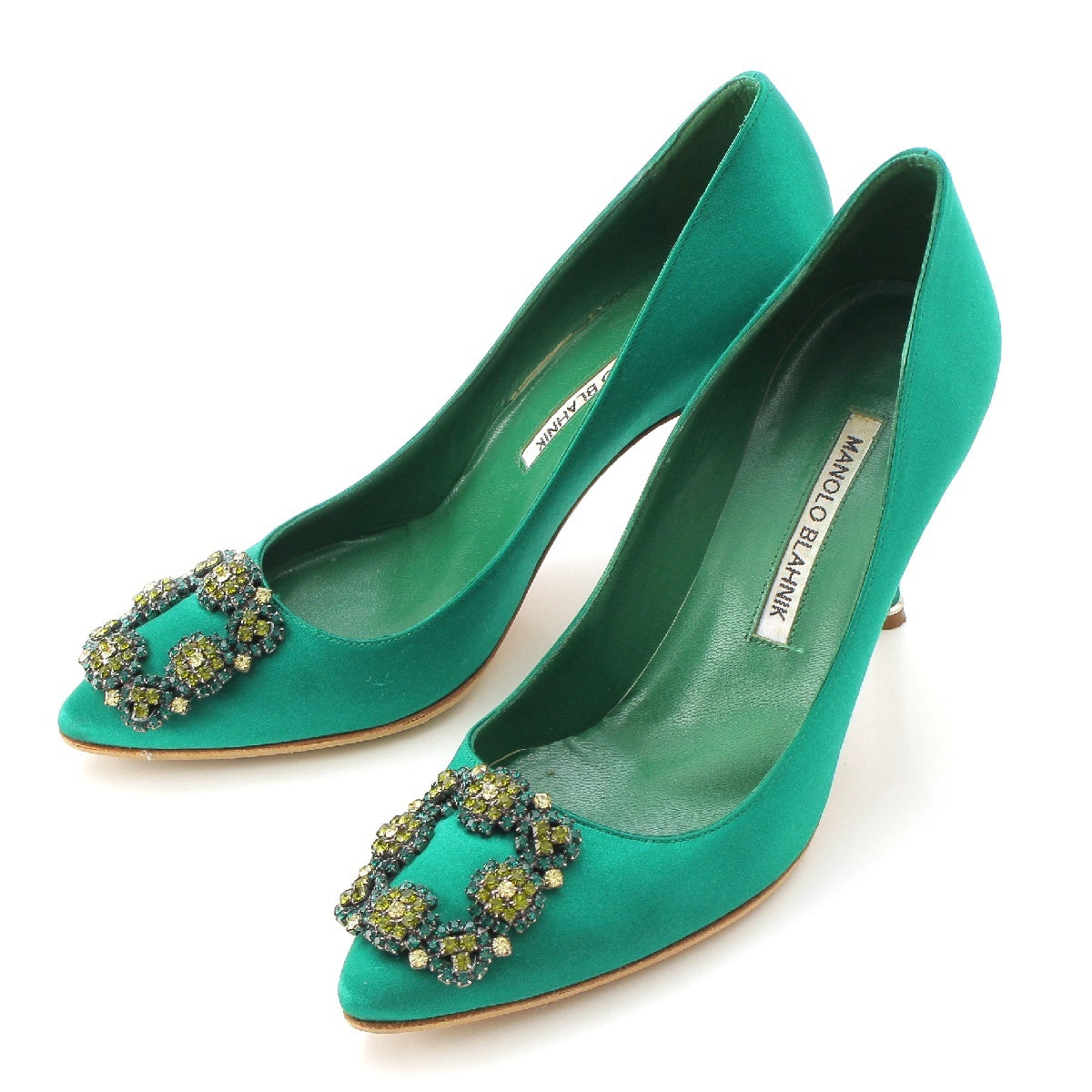 MANOLO BLAHNIK Hangisi Bejeweled Heels pumps green 36 2/1