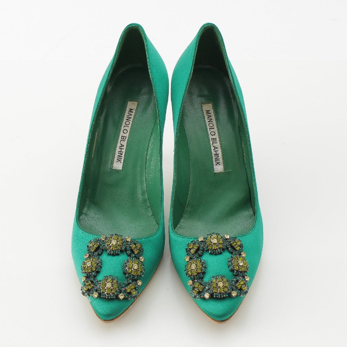 MANOLO BLAHNIK Hangisi Bejeweled Heels pumps green 36 2/1