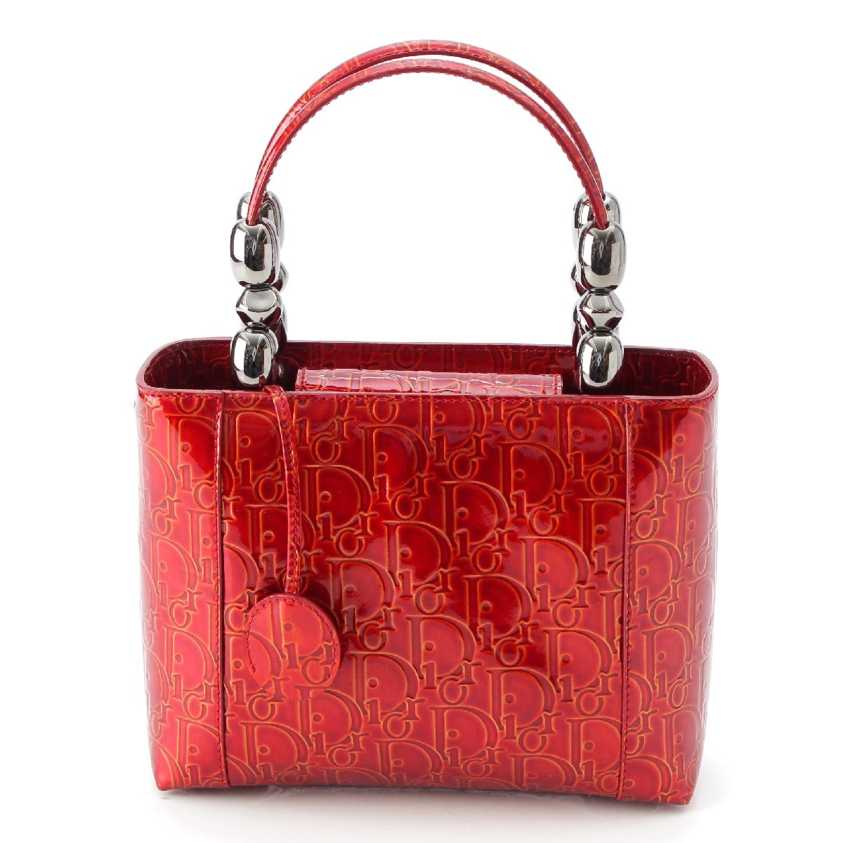 Christian Dior Maris Pearl patent Trotter Oblique All-over Pattern Handbag Red