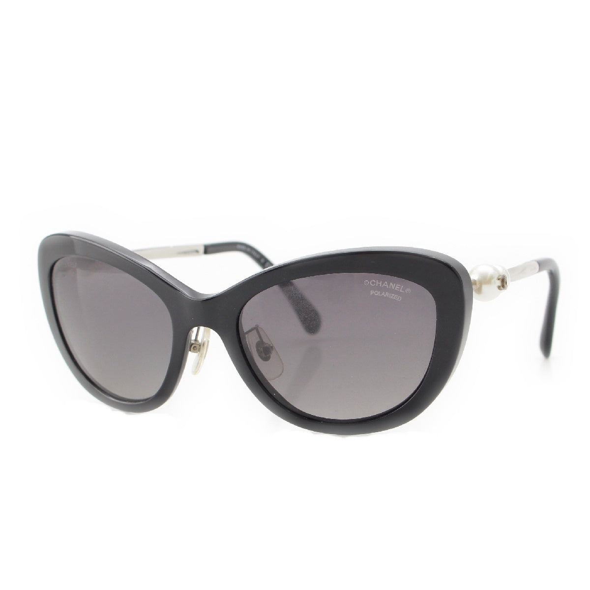 CHANEL Cat Eye COCO Mark Pearl sunglasses Eyewear 5340-H black 55□19