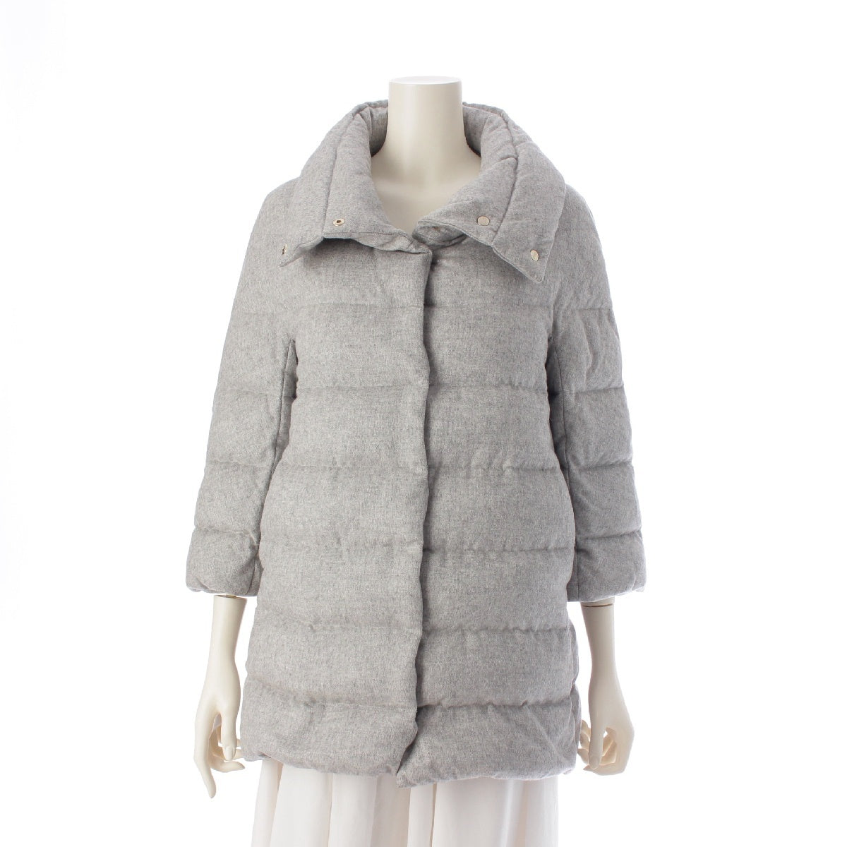 Herno IMBOTTITURA PIACENZA CLIMA cashmere silk Slit thread high neck Down jacket Coat outer Light gray