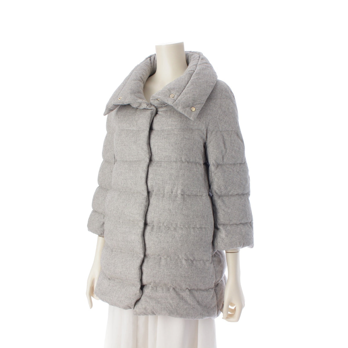 Herno IMBOTTITURA PIACENZA CLIMA cashmere silk Slit thread high neck Down jacket Coat outer Light gray