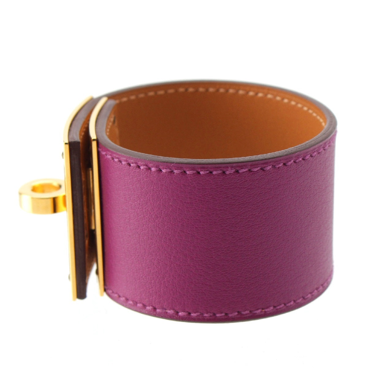 HERMES X time Kelly dog Swift leather bracelet Bangle accessories Purple gold