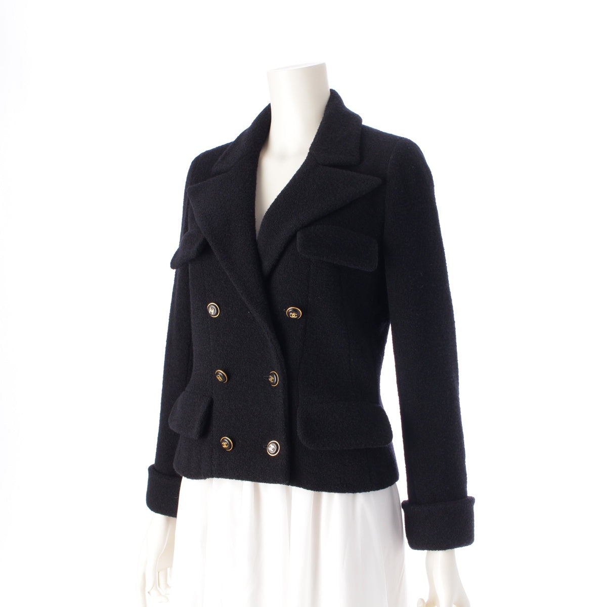 CHANEL 95A wool COCO Mark button 4 pockets tailored jacket P05262 black 34