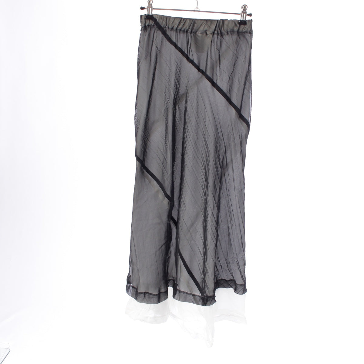 COMME des GARCONS 94Stainless Steel AD1993 Bias cut Layered See-through Long skirt Bottoms Black White S