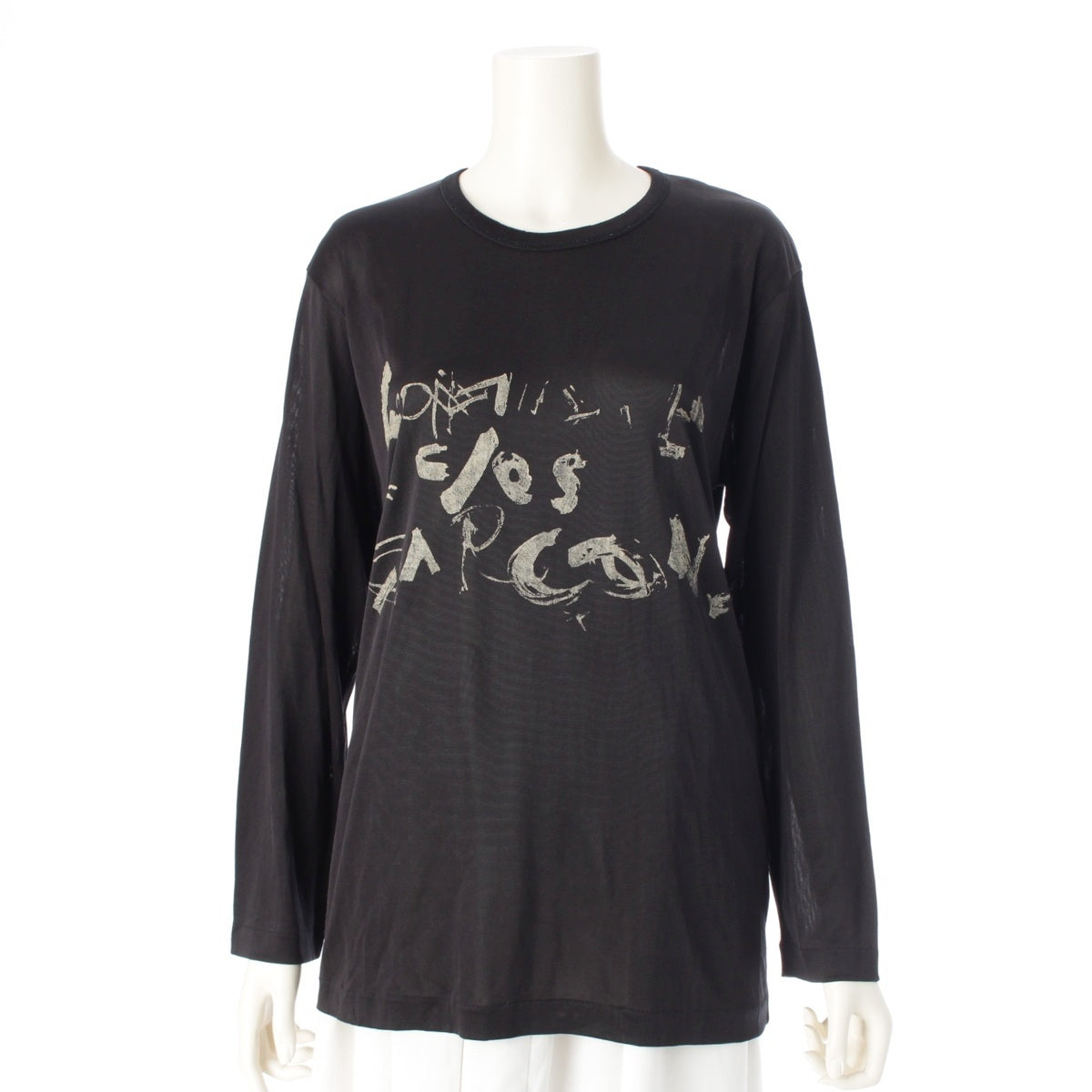 COMME des GARCONS Painted Logo Design Long Sleeve Cut T-shirt GT-050360 black