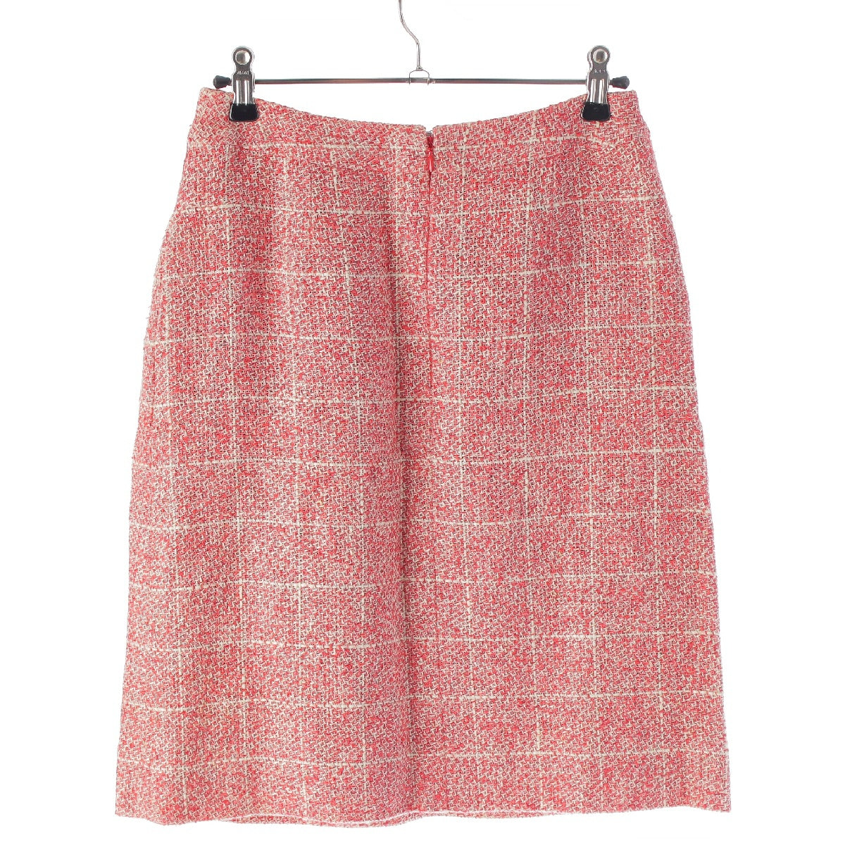 CHANEL 01P Tweed Linen Silk COCO Mark skirt P17484 Red 38