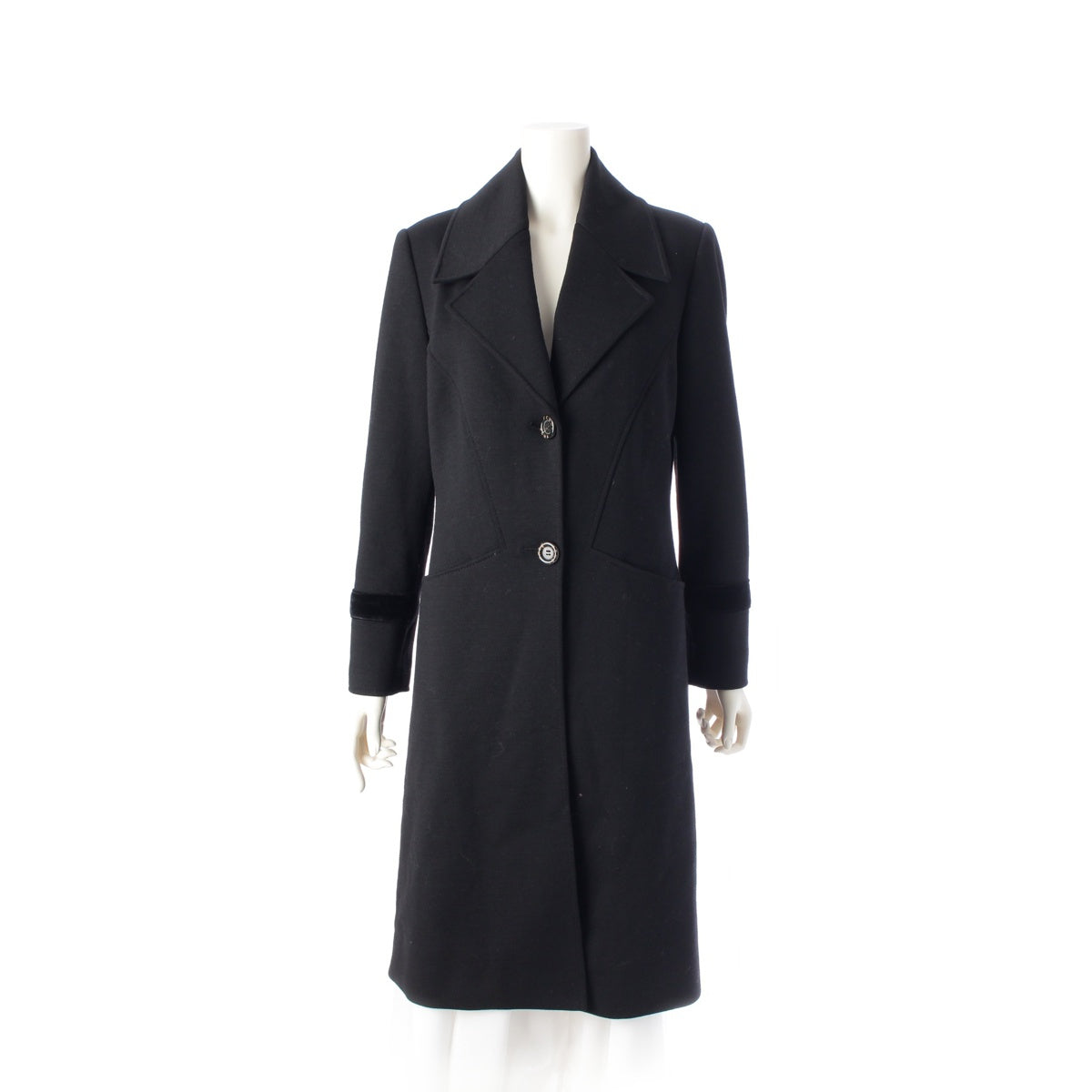 FENDI Wool velor Logo Button Chester coat outer black 38