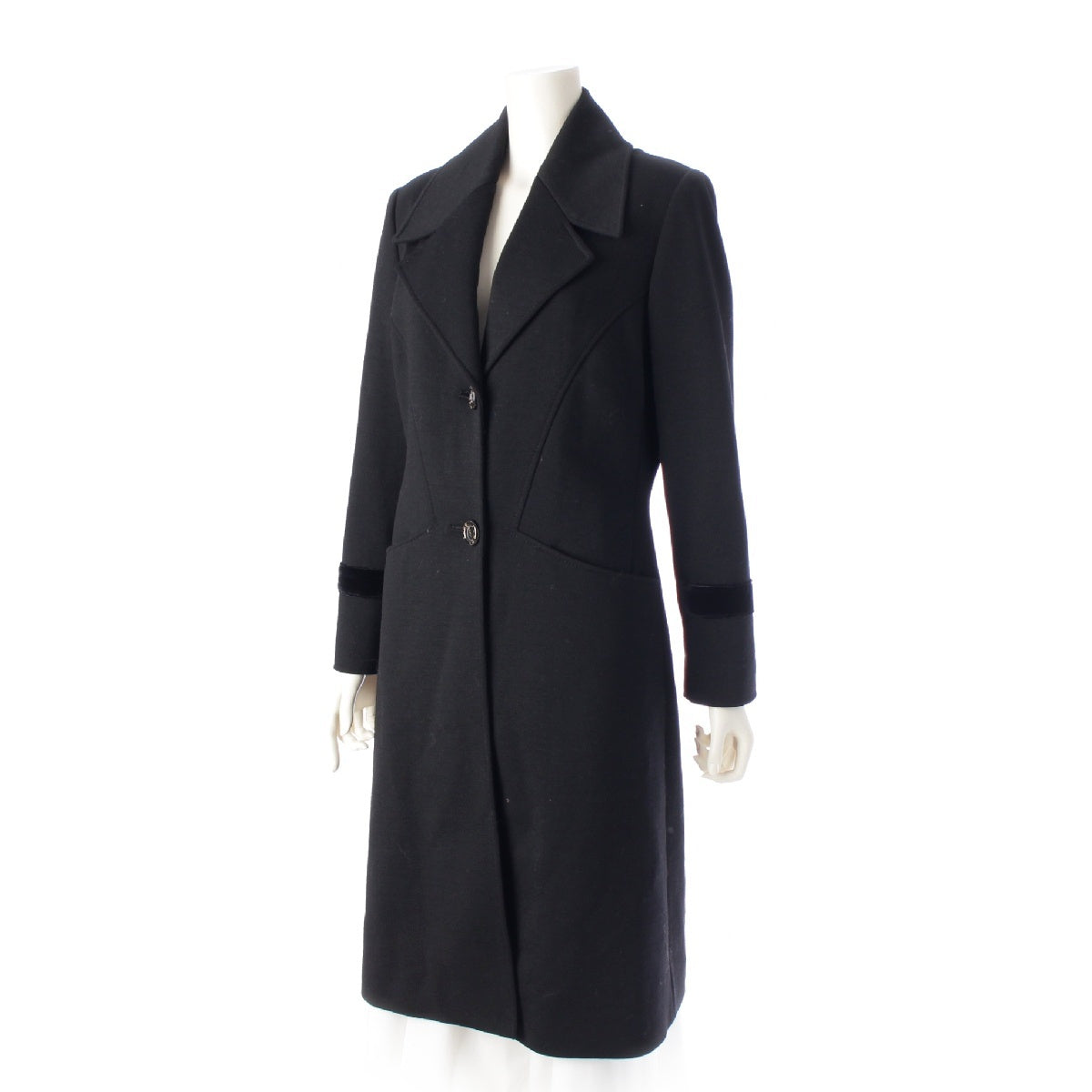 FENDI Wool velor Logo Button Chester coat outer black 38