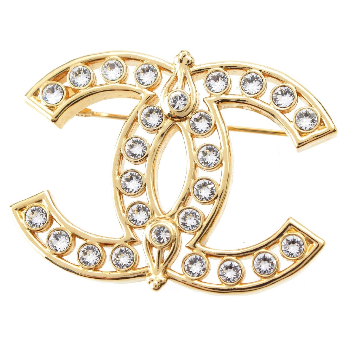 CHANEL gold L23A COCO Mark Rhinestone Brooch gold