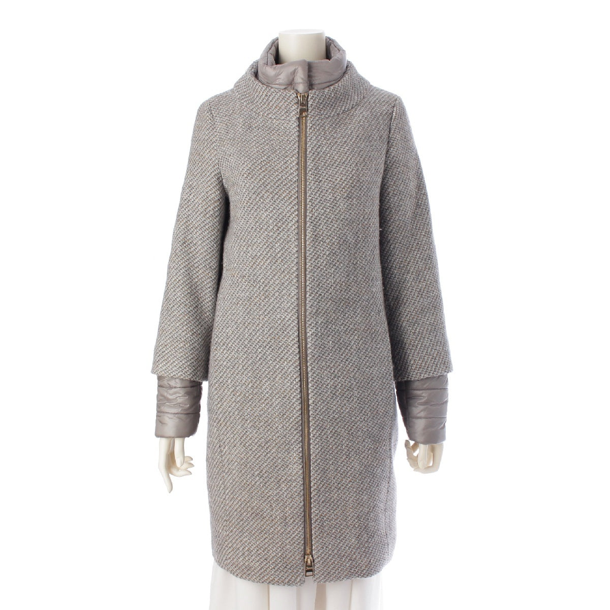 Herno 20AW Wool nylon Tweed Fake Layers down coat CA0370D gray 40