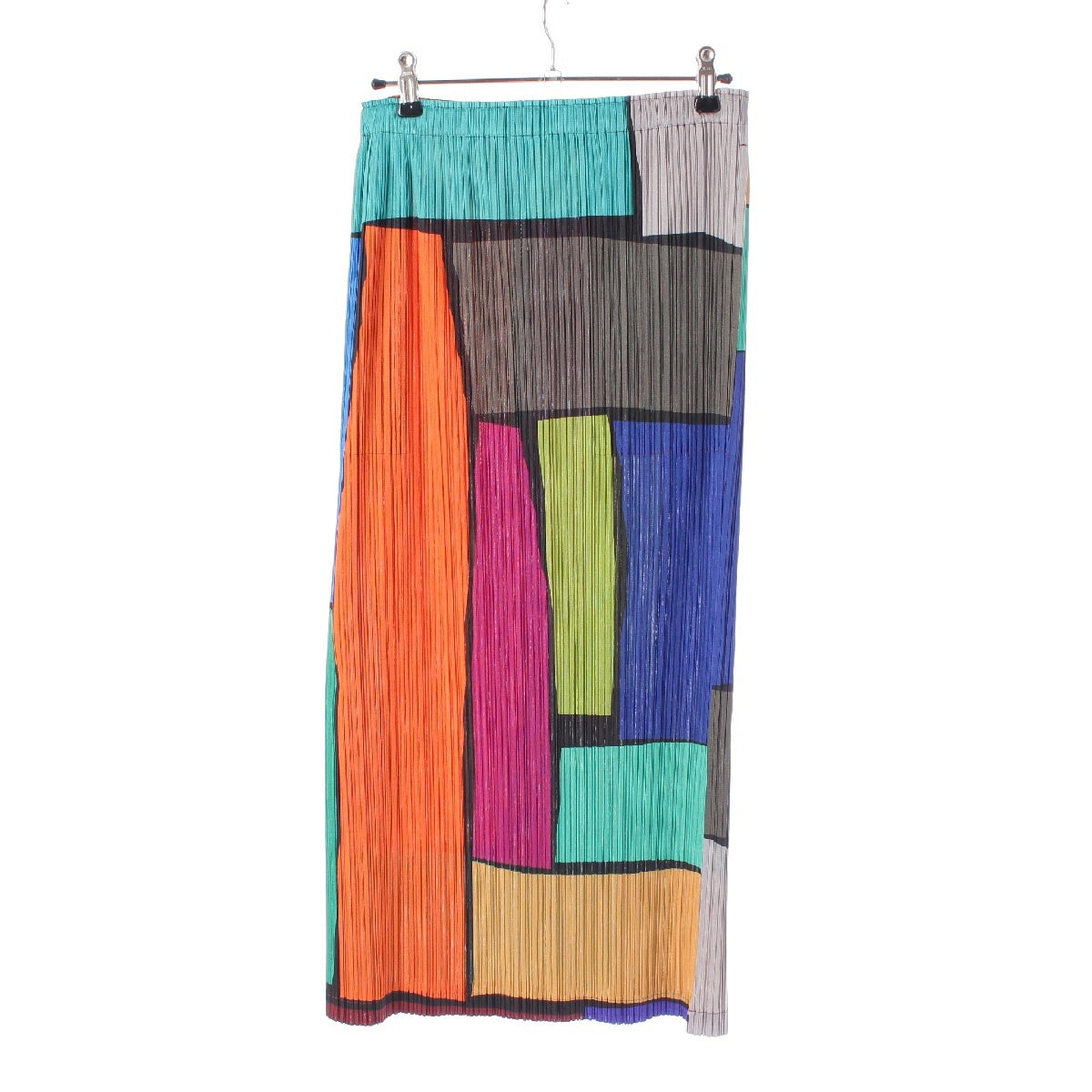 ISSEY MIYAKE 16Stainless Steel Color Tower Blocking Long skirt PP61-JG731 multicolor 4