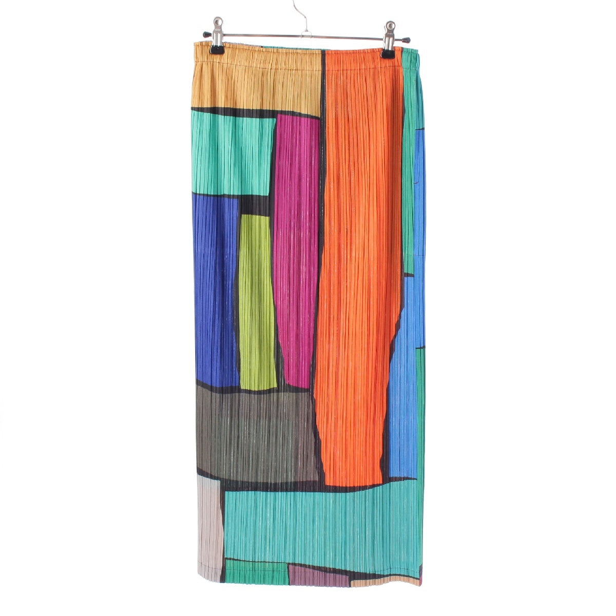 ISSEY MIYAKE 16Stainless Steel Color Tower Blocking Long skirt PP61-JG731 multicolor 4