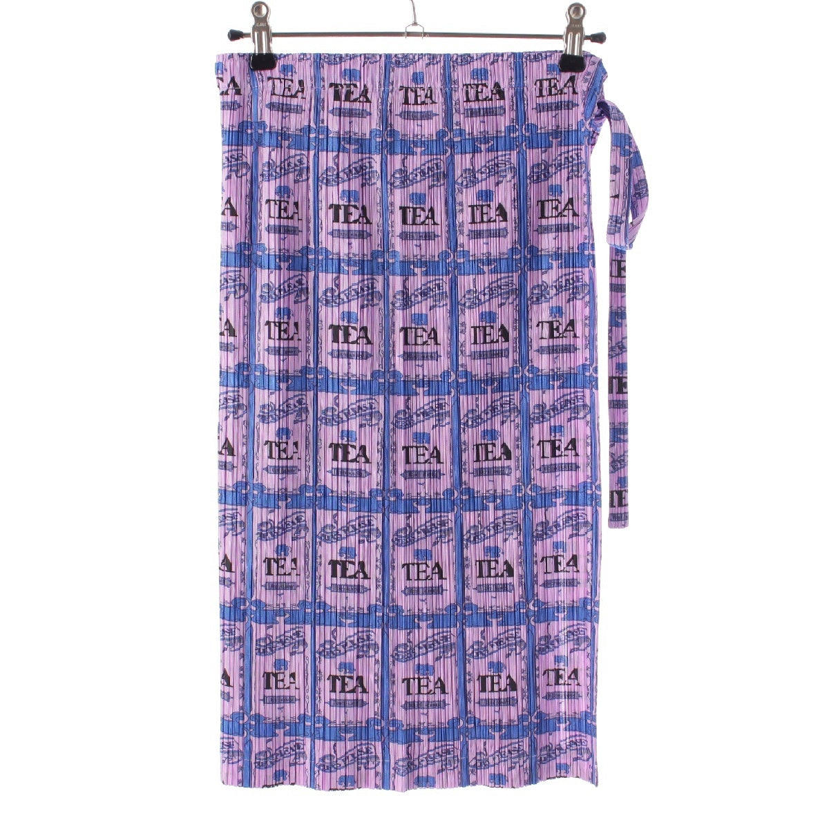 PLEATS PLEASE ISSEY  All-over patterned elephant TEA wrap skirt PP83-JG701 Purple blue 3