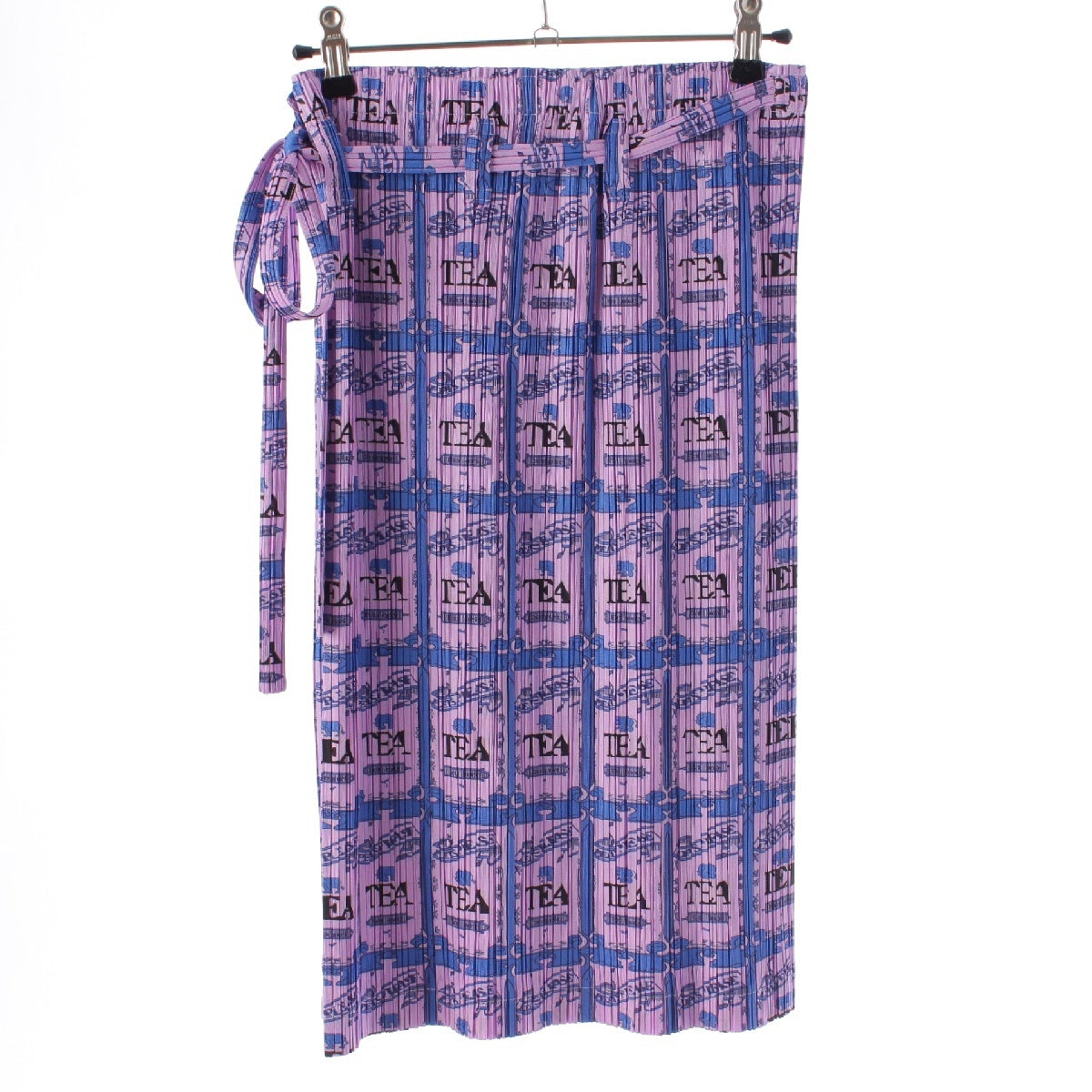 PLEATS PLEASE ISSEY  All-over patterned elephant TEA wrap skirt PP83-JG701 Purple blue 3