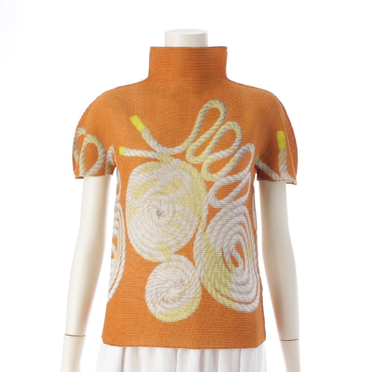 me ISSEY MIYAKE Rope Pattern Stretch Short sleeve T-shirt Tops cut MI41FK785 Orange
