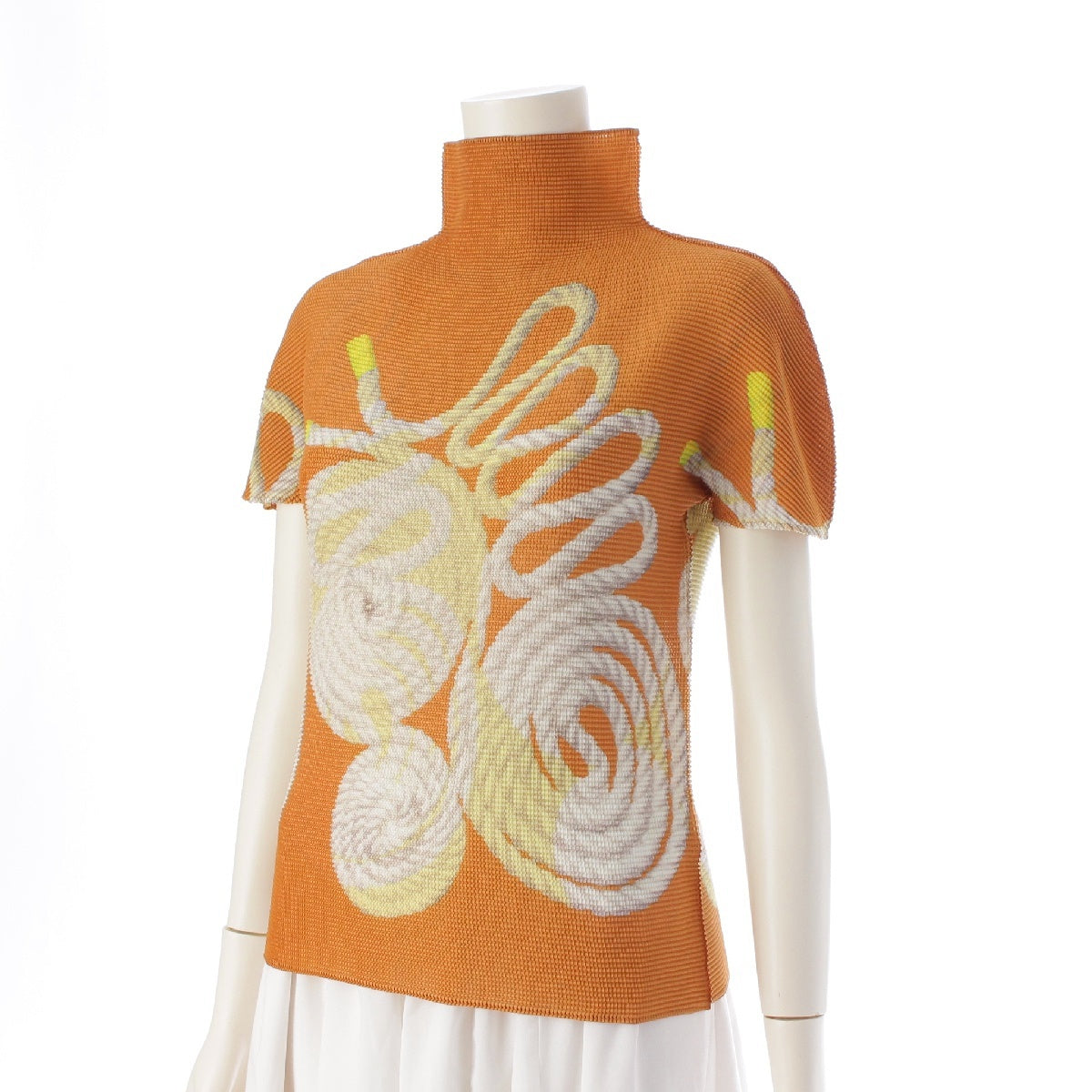 me ISSEY MIYAKE Rope Pattern Stretch Short sleeve T-shirt Tops cut MI41FK785 Orange
