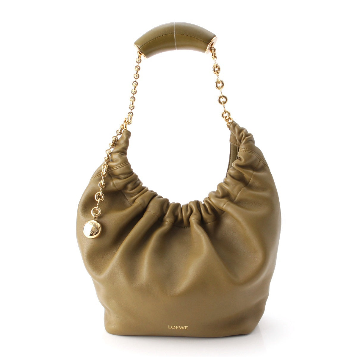 LOEWE Squeeze Small leather Melonapalam Gold Metal Shoulder Bag One Shoulder Bag A914NCHX01 khaki