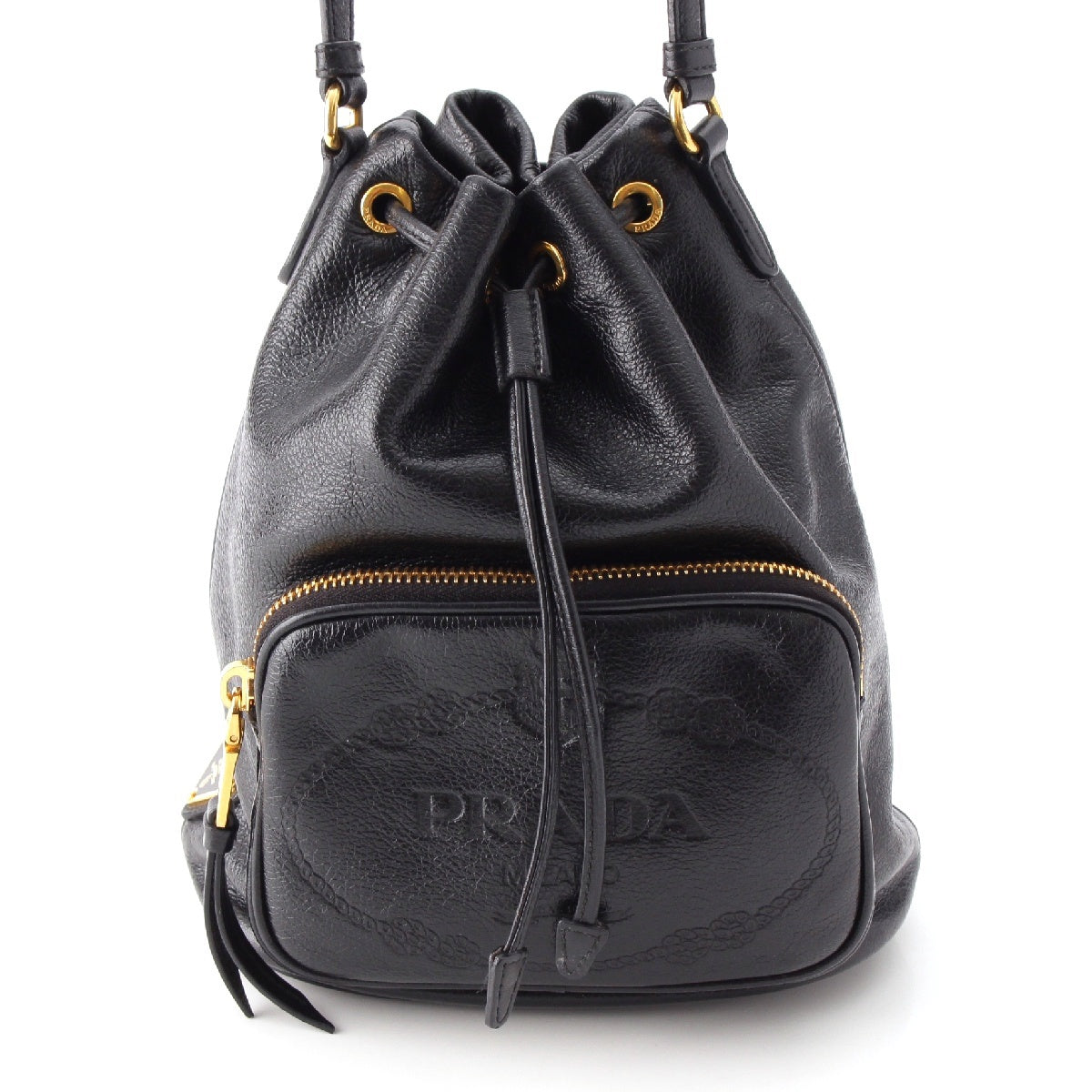 PRADA leather 2way Handbag Shoulder Bag 1BH038 black