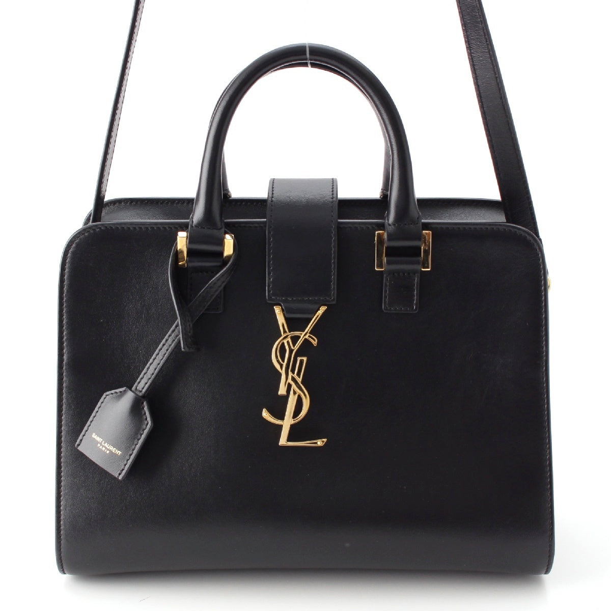 SAINT LAURENT Baby mosquito bus leather YSL logo Gold Metal 2way Handbag 568853 black