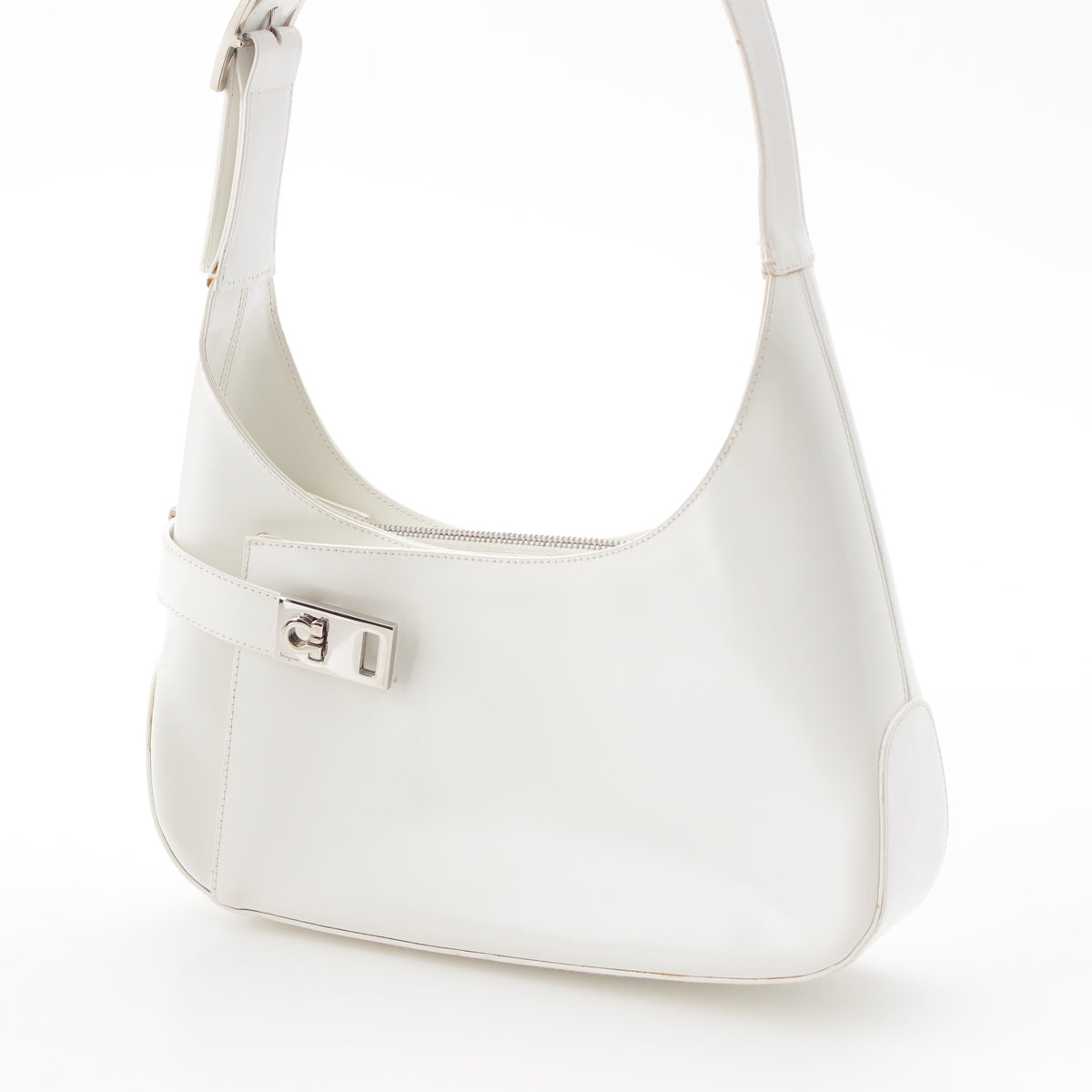 Salvatore Ferragamo leather Gancini One Shoulder Bag white