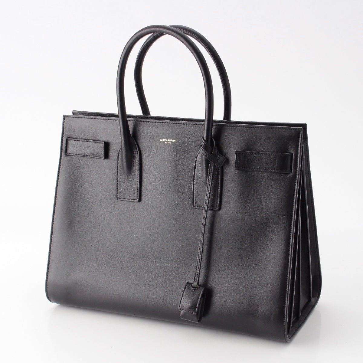 SAINT LAURENT leather Logo Sac du Jour Handbag black