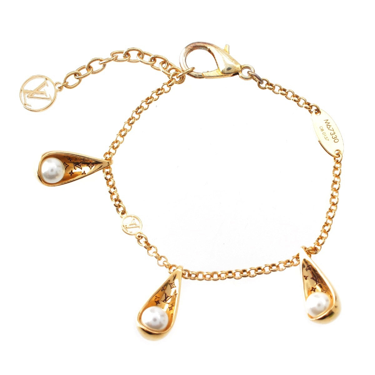 LOUIS VUITTON Bracelet Pearly Glam Gold Plated Pearl Monogram Chain bracelet M67330 gold