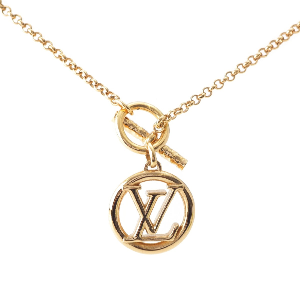 LOUIS VUITTON Collier Baby Ease gold LV circle Necklace Toggle Necklace M00598 gold