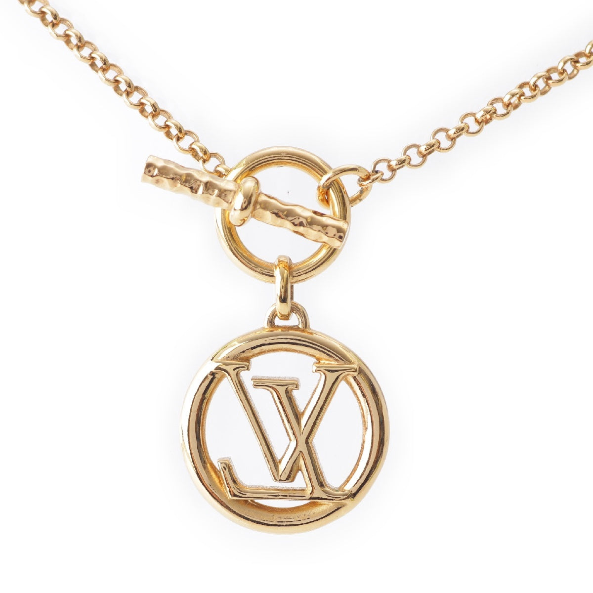 LOUIS VUITTON Collier Baby Ease gold LV circle Necklace Toggle Necklace M00598 gold