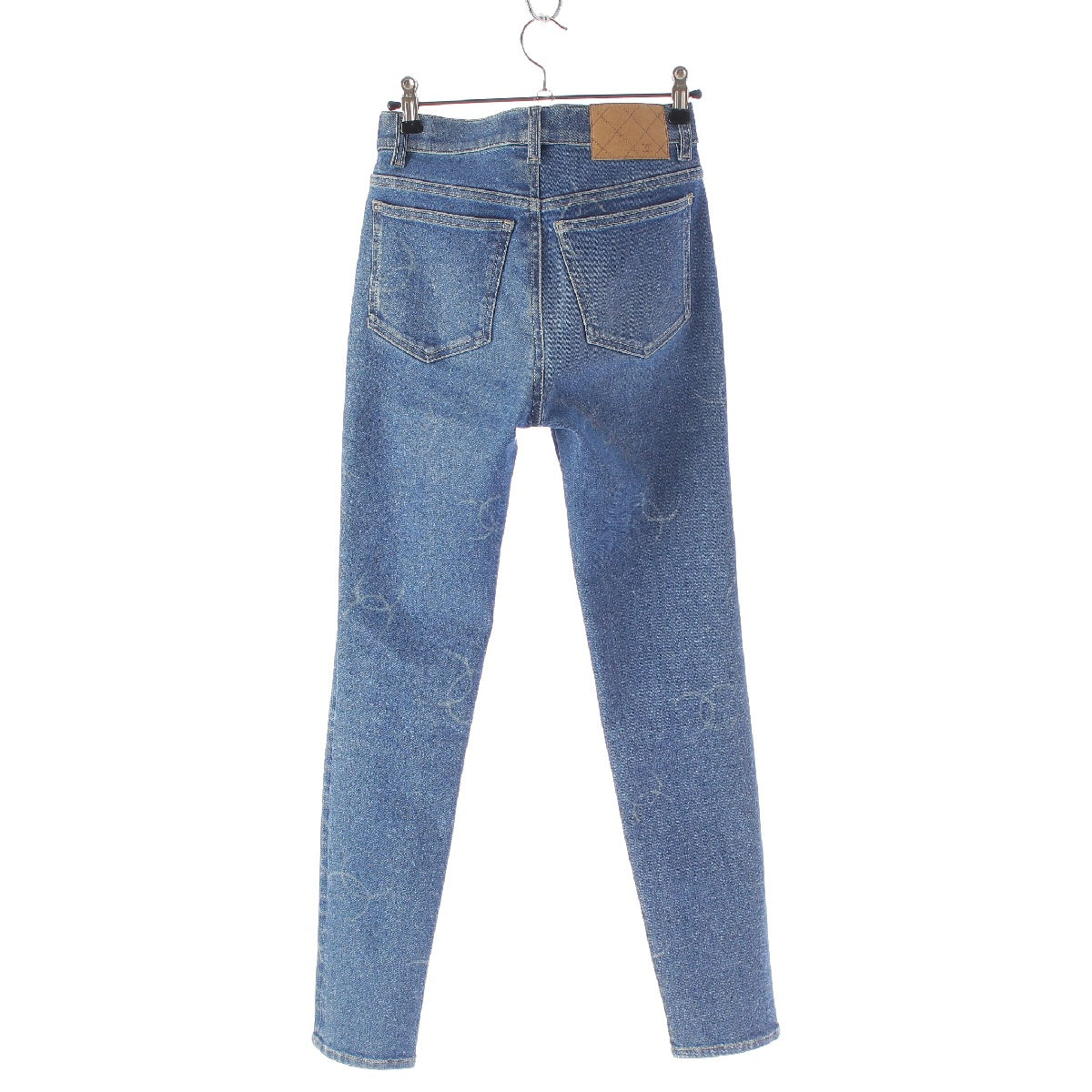 CHANEL cotton COCO Mark Stretch Slim Tapered Denim pants Used Washed Skinny Jeans Bottoms P64935 Indigo 34