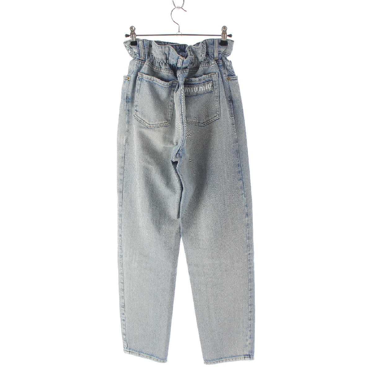 MIUMIU 21 years cotton Waist Gathered Iconic Tapered Denim pants Jeans bottoms GWP299 blue 24
