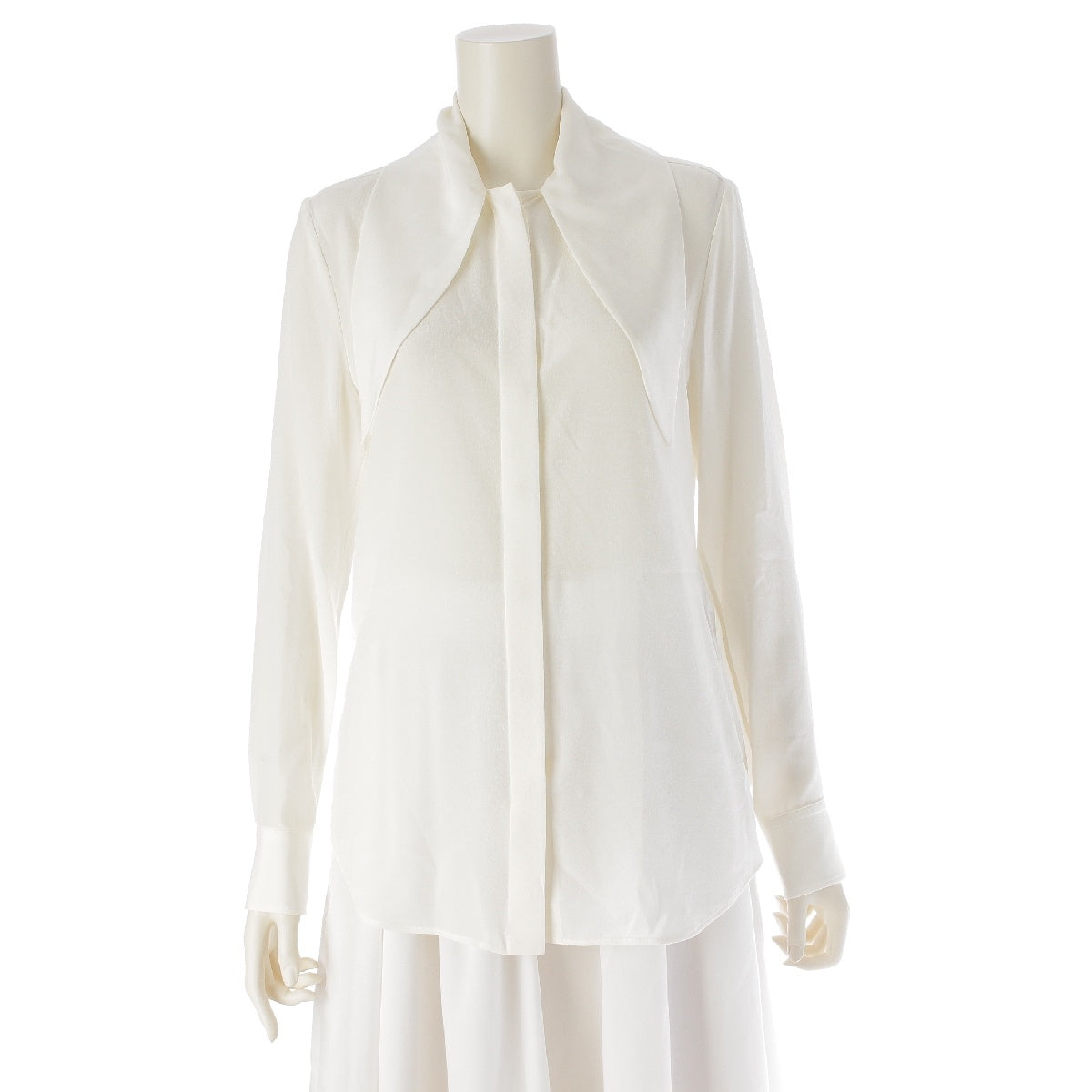 Chloe 23FALL silk Ribbon tie design with hidden placket blouse Shirt tops AHT4810424 white 34