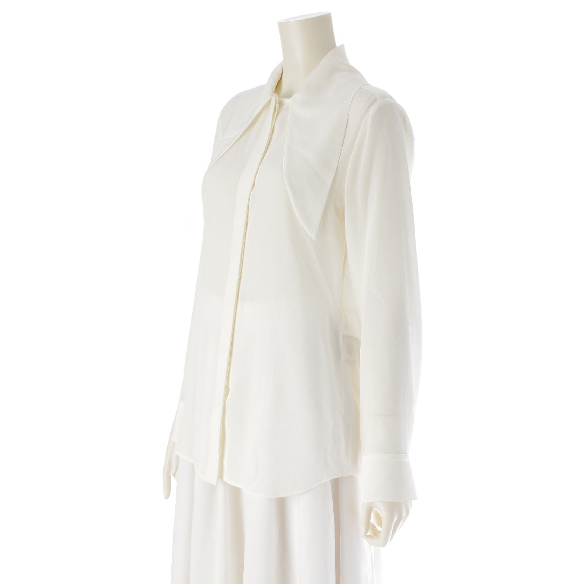 Chloe 23FALL silk Ribbon tie design with hidden placket blouse Shirt tops AHT4810424 white 34