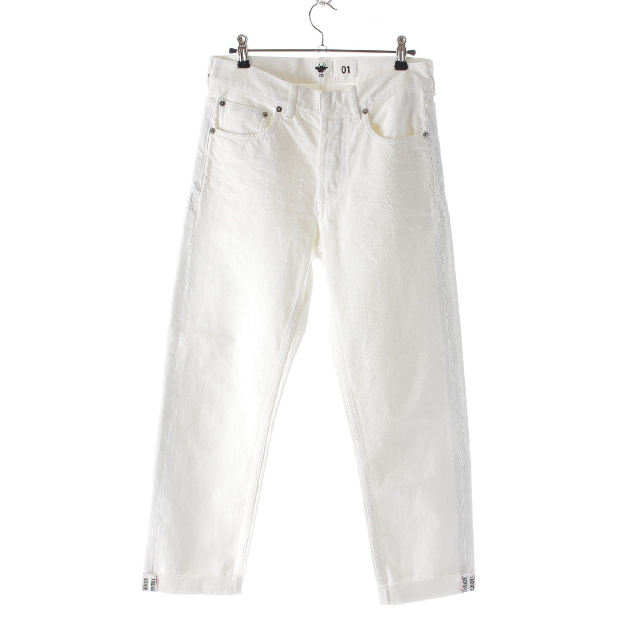 Dior cotton 01 Hem Logo Boyfriend Tapered Denim pants Jeans bottoms 912P01A3322 white 32