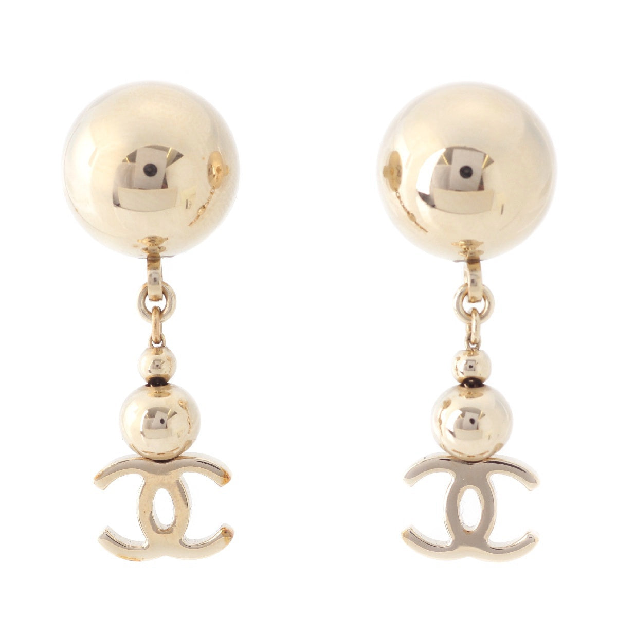 CHANEL B21S COCO Mark Ball Swing Pierce Earring accessories gold