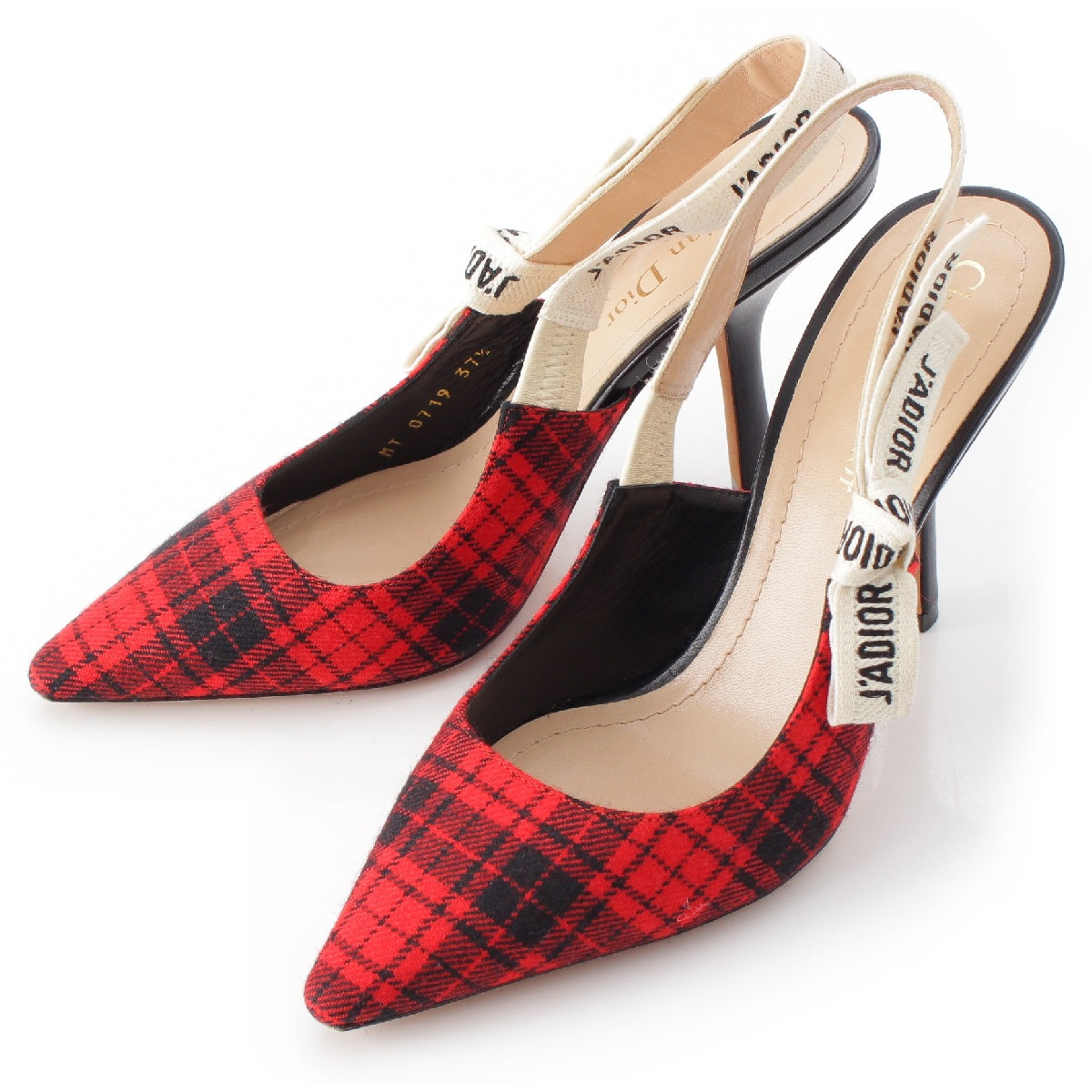 Christian Dior J'ADIOR Tartan Slingback Heels pumps shoes KDP599TNRS36X Red 37.5