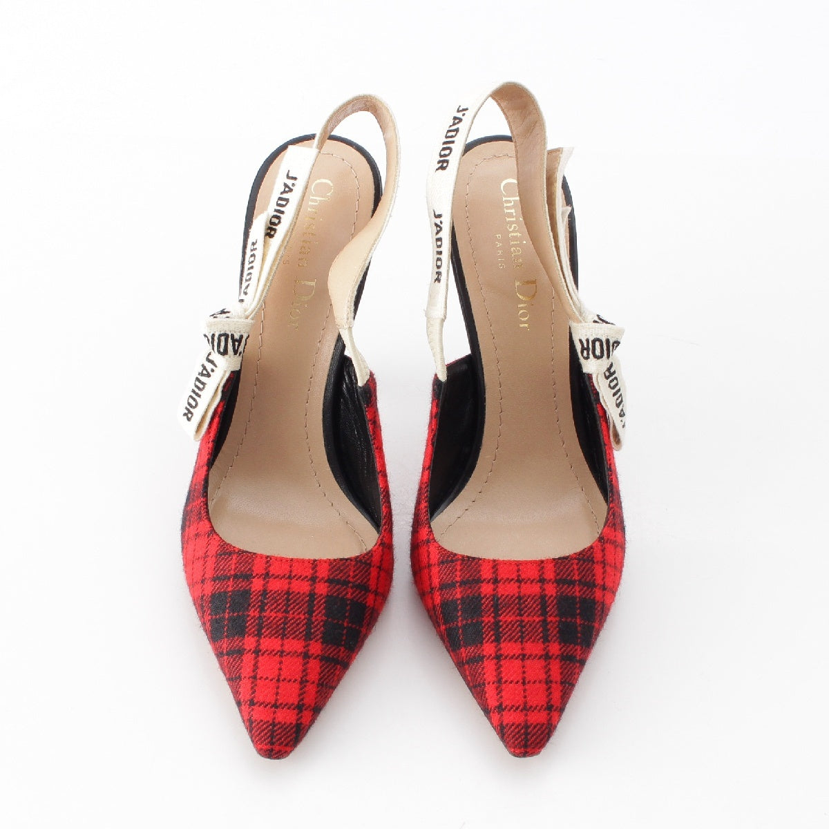 Christian Dior J'ADIOR Tartan Slingback Heels pumps shoes KDP599TNRS36X Red 37.5