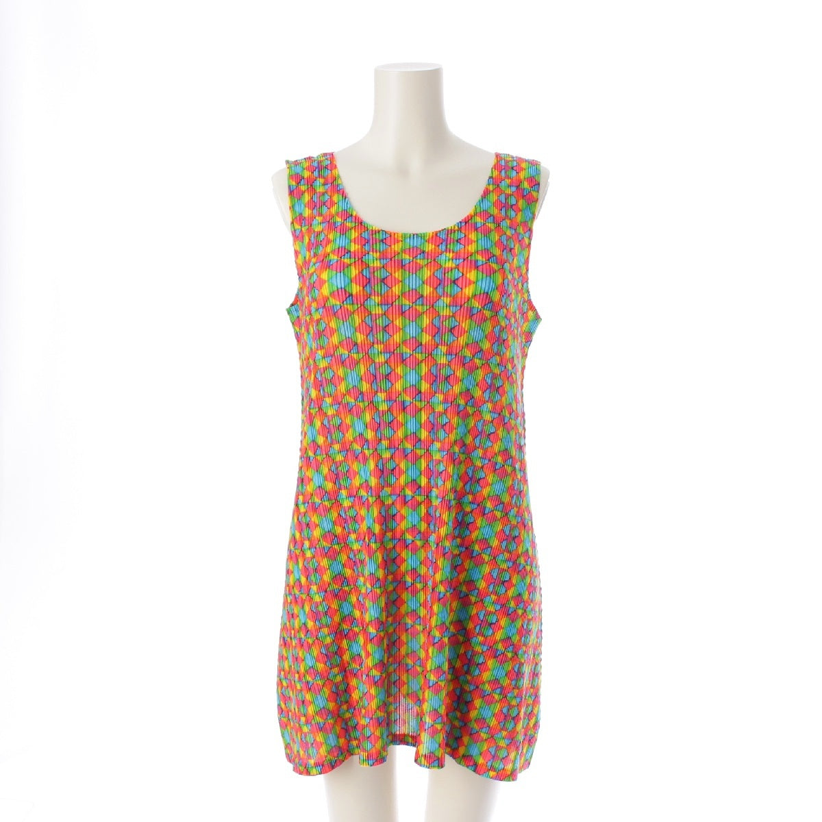 PLEATS PLEASE ISSEY  All-over print, sleeveless, mini length one piece Dress tops PP23-FT385 multicolor 3