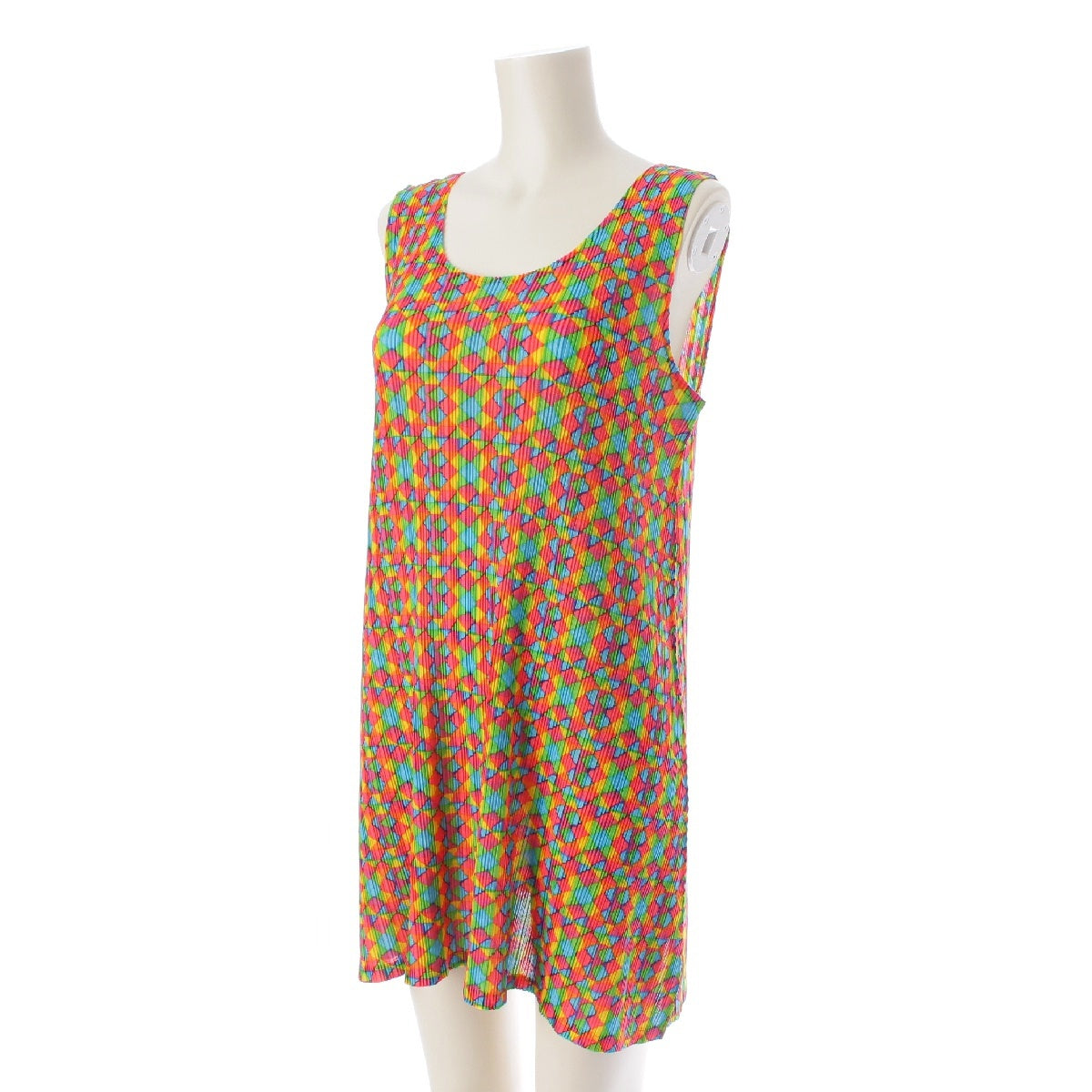 PLEATS PLEASE ISSEY  All-over print, sleeveless, mini length one piece Dress tops PP23-FT385 multicolor 3