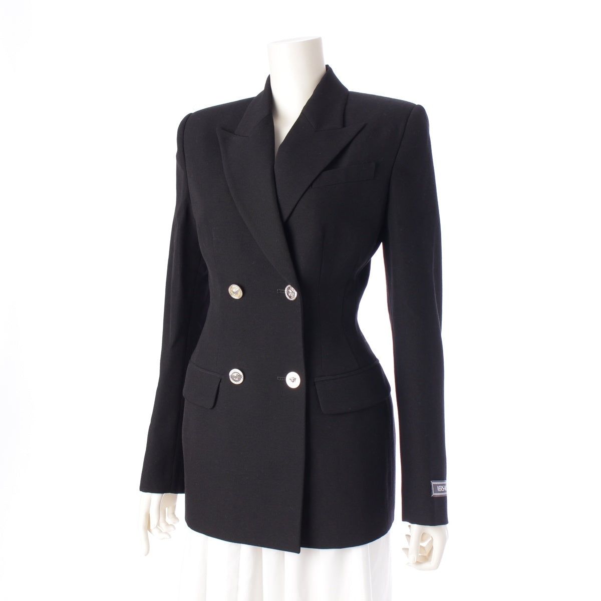 VERSACE wool Hourglass Medusa Double tailored jacket outer black 38