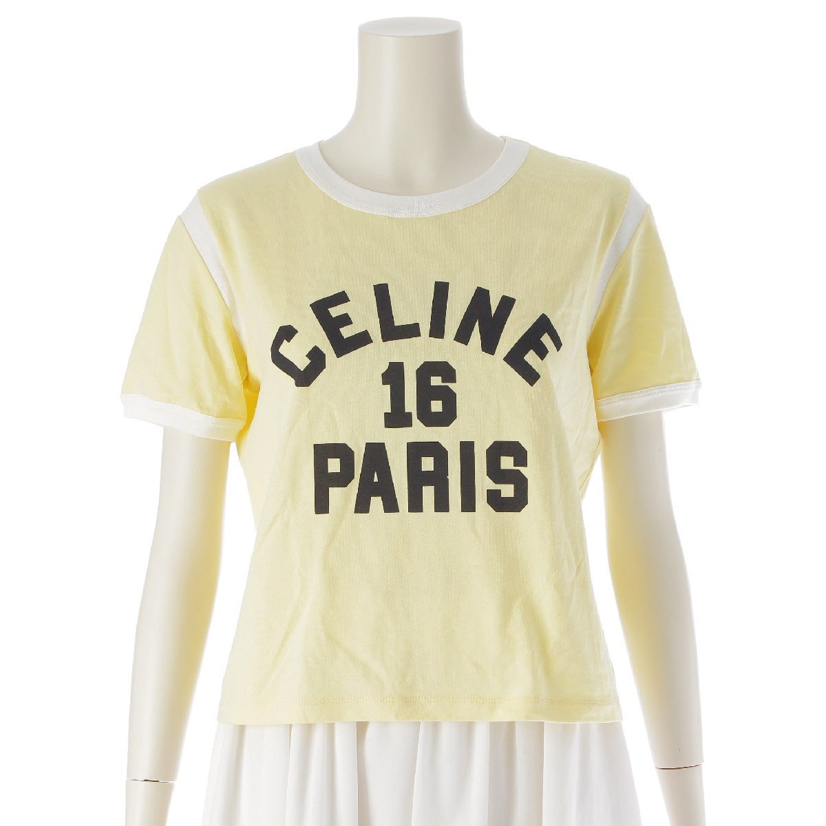 CELINE 22Stainless Steel cotton 16 BOX Ringer Short sleeve T-shirt tops 2X97A671Q yellow S