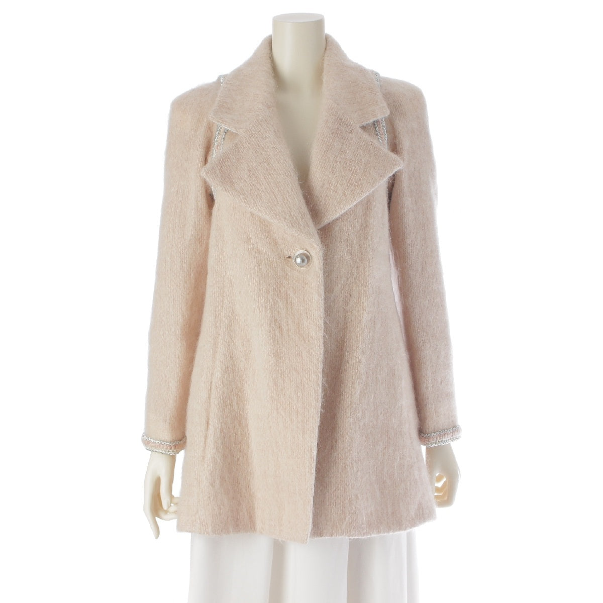 CHANEL mohair wool nylon COCO Mark 1B tailored jacket outer P57583 pink beige 36